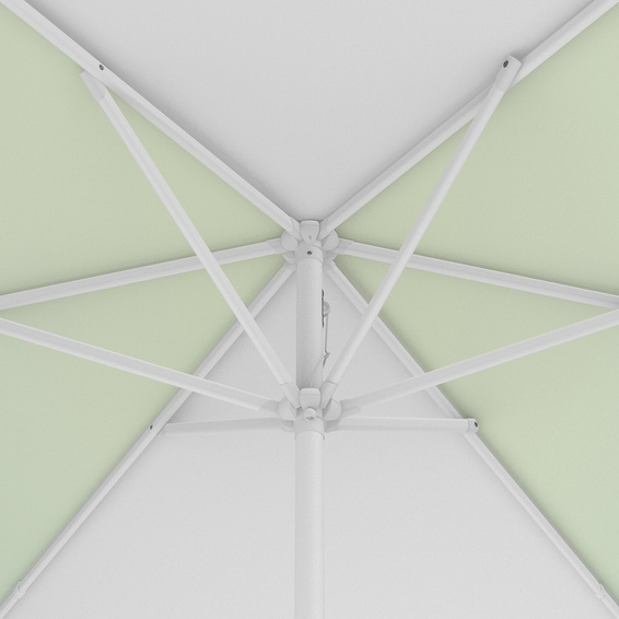 Sonnenschirm / Kleinschirm mit Kurbel, Ansicht Schirmkrone von unten