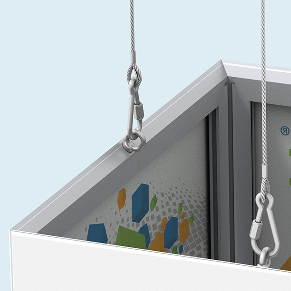 Detail: Abhängung mit Ringöse und Drahtanschlagseil bei 4 & 5 Seitenflächen