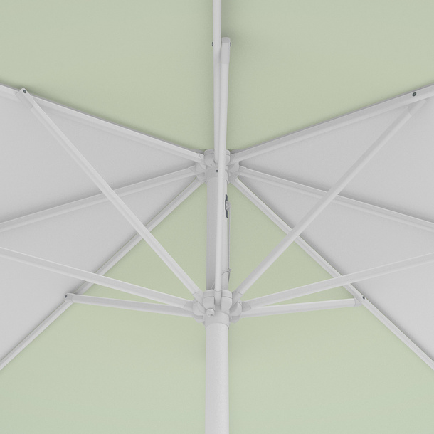 Sonnenschirm / Kleinschirm mit Kurbel, Ansicht Schirmkrone von unten