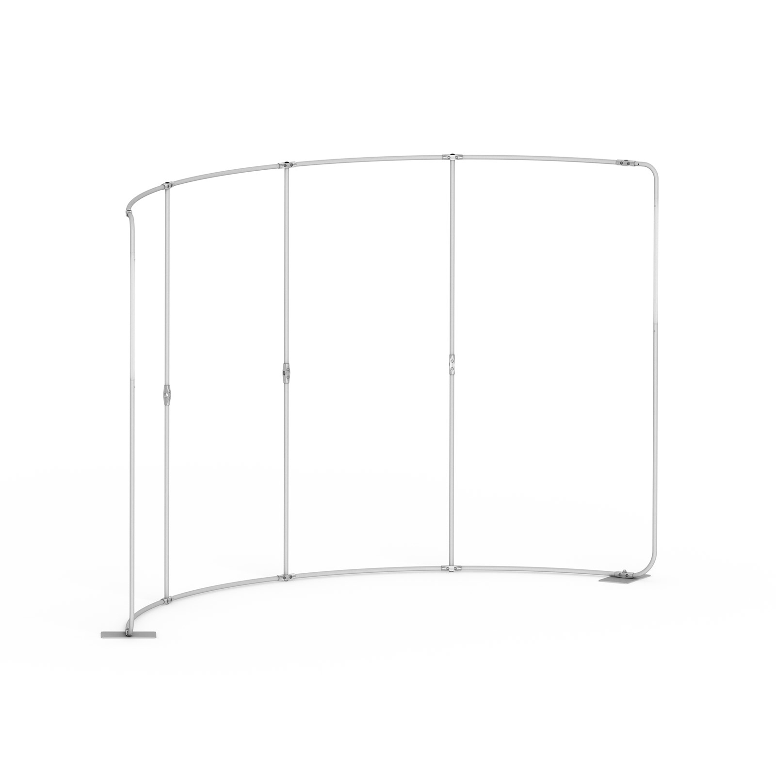 Display Wand Basic gebogen, Stangensegmente inkl. Bodenplatten