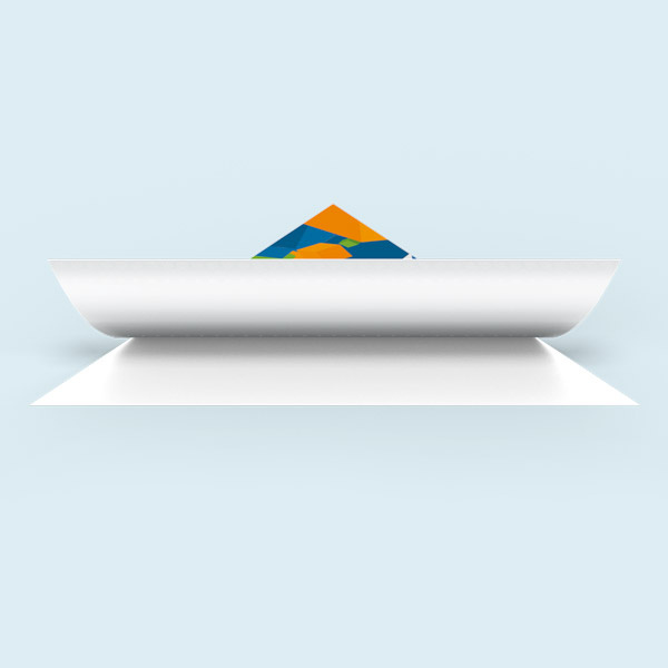 weiße Folie: Vorderseite mit Motiv, unbedruckte Flächen und Rückseite weiß