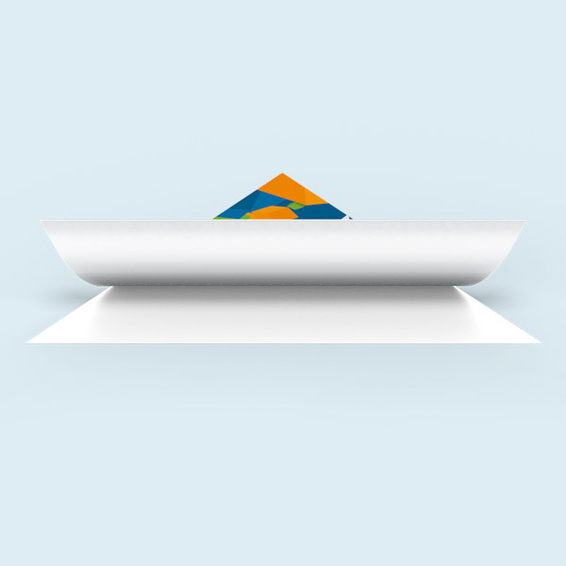 weiße Folie: Vorderseite mit Motiv, unbedruckte Flächen und Rückseite weiß