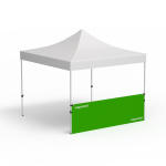 Faltpavillon Eco, Beispiel mit 1 halbhohen Wand 3 m