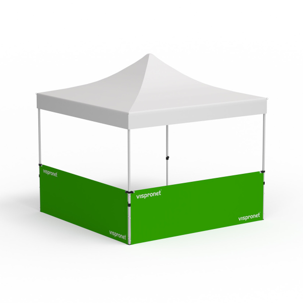 Faltpavillon Eco, Beispiel mit 2 halbhohen Wänden