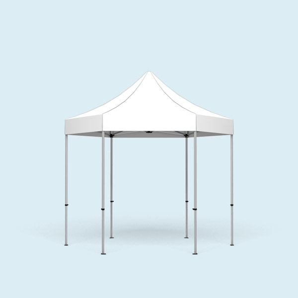 Faltpavillon Select Hexagon 3 m, Dach & Volant weiß, ohne Druck