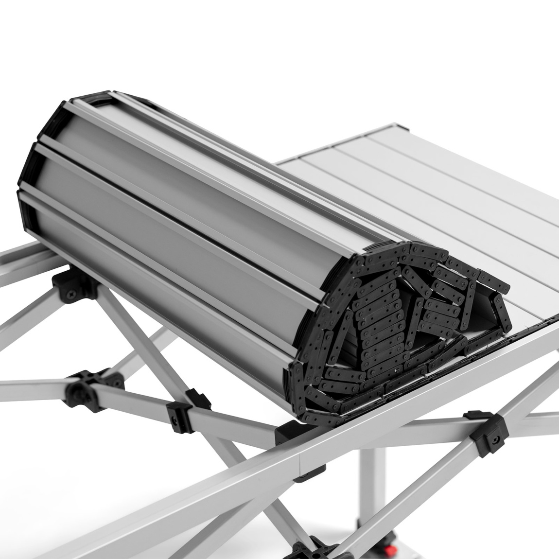 zusammenrollbare Tischauflage für platzsparenden Transport