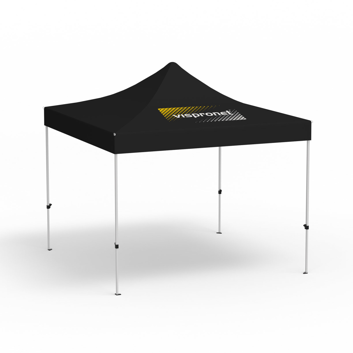 Faltpavillon Eco, 3 x 3 m, schwarz, Dach mit 1 Logodruck (Seite 1)