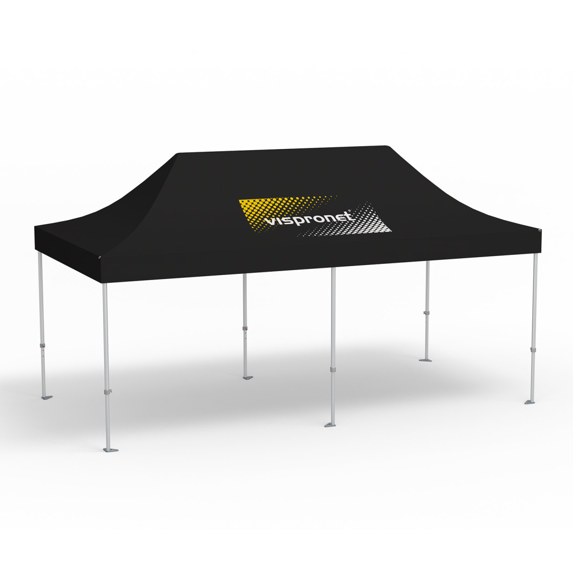 Faltpavillon Premium, 3 x 6 m, schwarz, Dach mit 1 Logodruck (Seite 1)