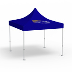 Faltpavillon Premium, 3 x 3 m, blau, Dach mit 1 Logodruck (Seite 1)