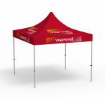 Faltpavillon Basic, 3 x 3 m, rot, mit 8 Logodrucken