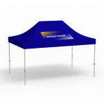 Faltpavillon Basic, 3 x 4,5 m, blau, Dach mit 1 Logodruck (Seite 1)