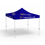 Faltpavillon Eco, 3 x 3 m, blau, mit 8 Logodrucken