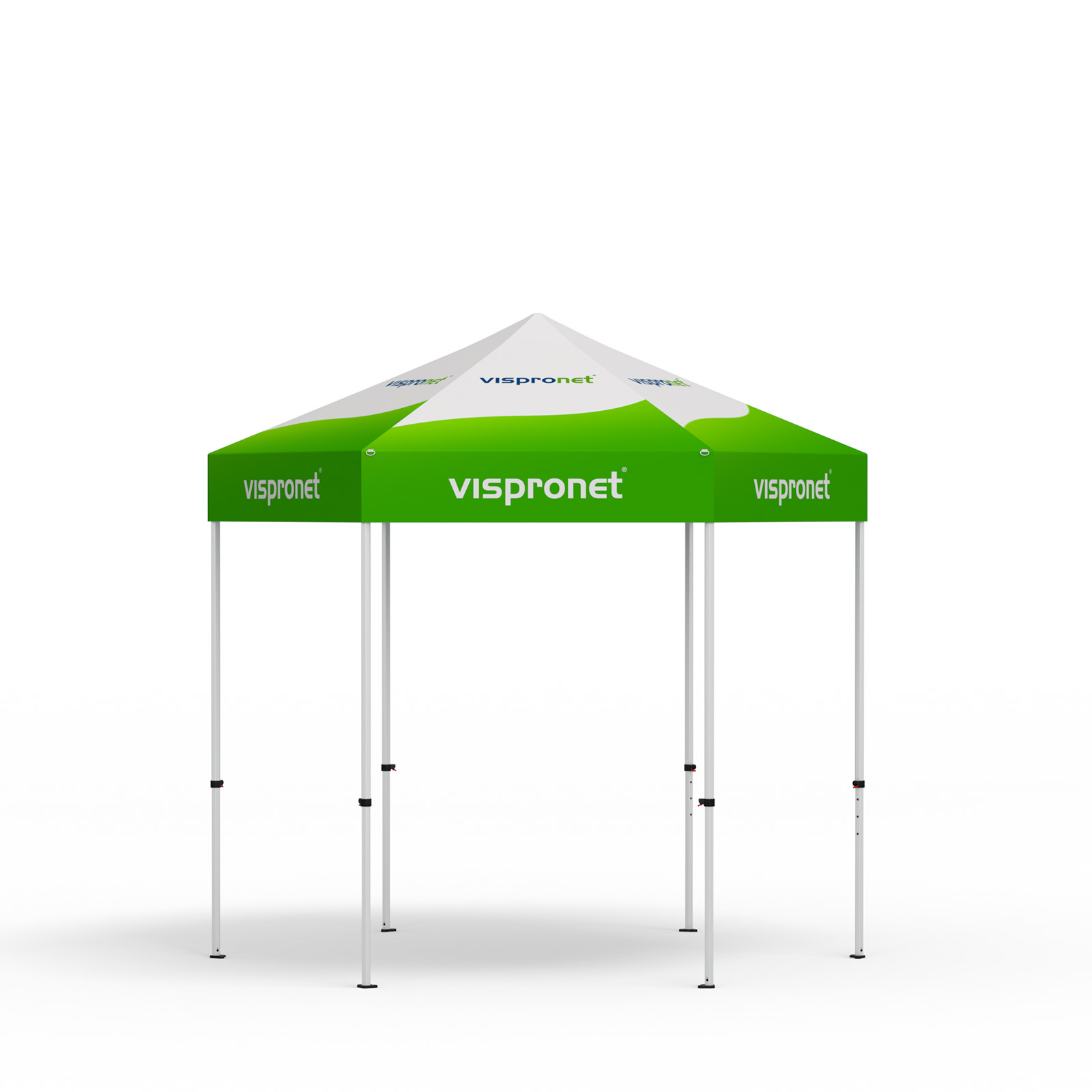 Faltpavillon Select Hexagon 3 m, Dach & Volant mit Druck