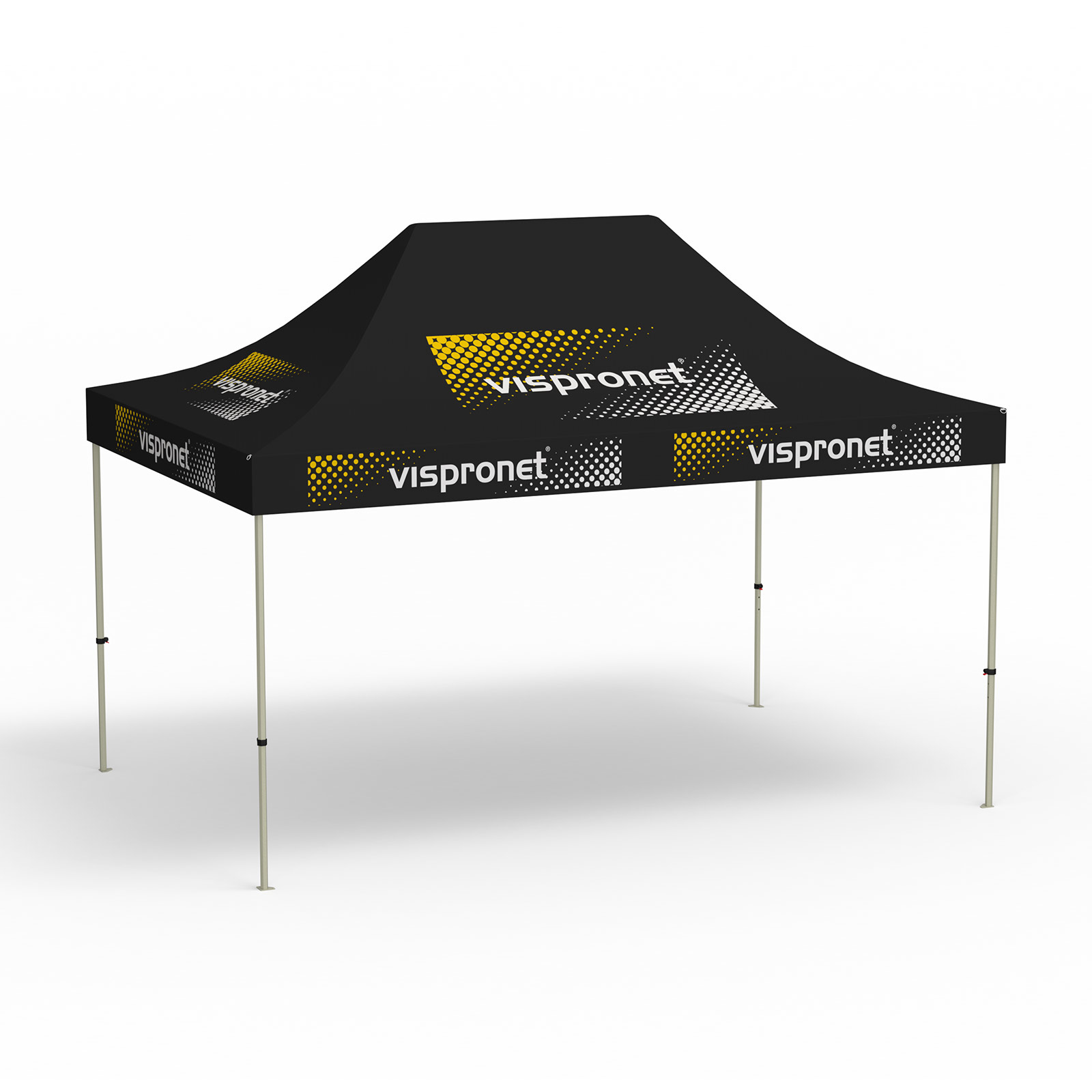 Faltpavillon Basic, 3 x 4,5 m, schwarz, mit 10 Logodrucken