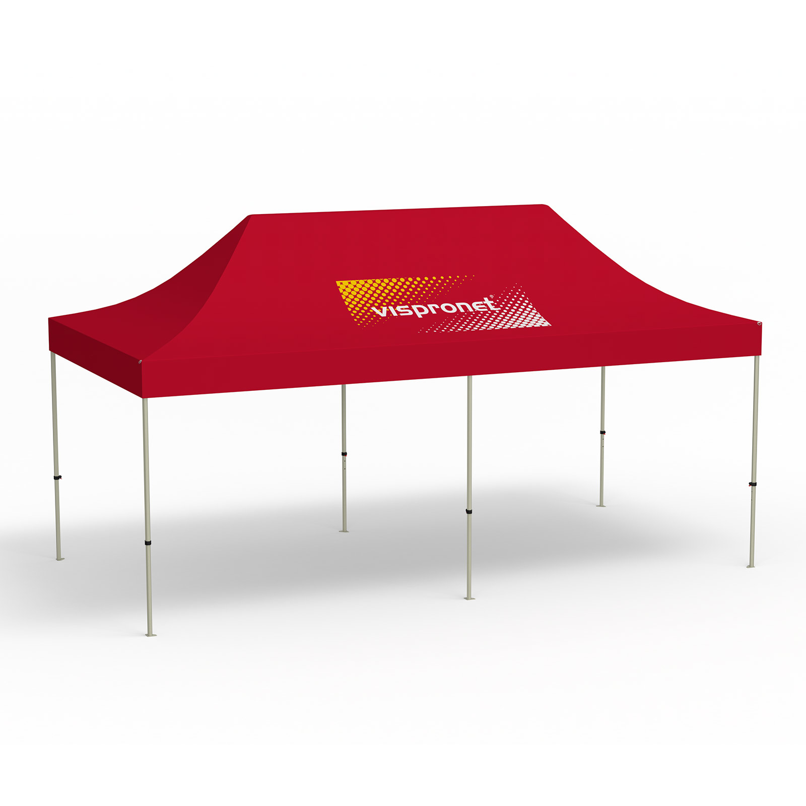 Faltpavillon Basic, 3 x 6 m, rot, Dach mit 1 Logodruck (Seite 1)
