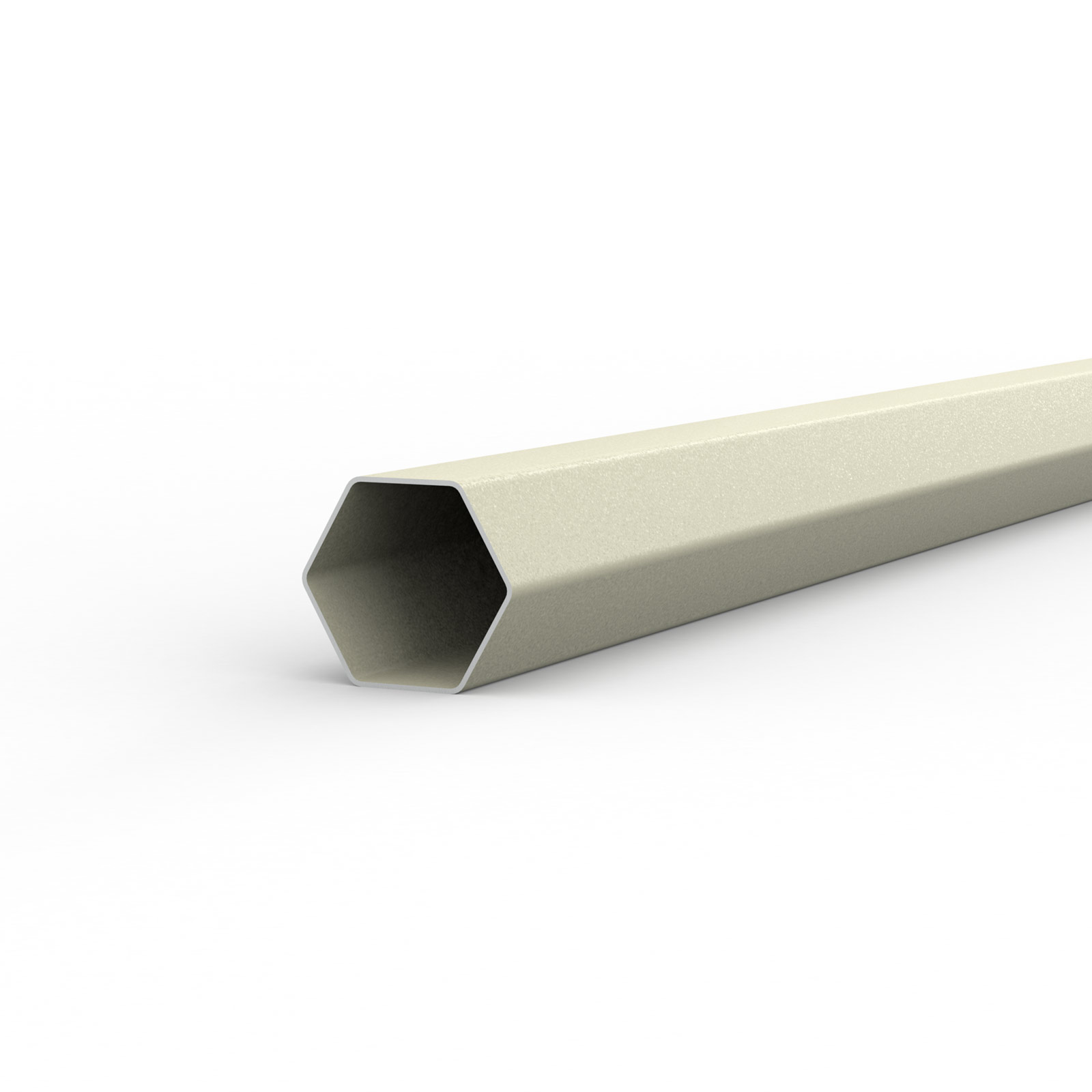 Pfosten: robuste Sechskantprofile, pulverbeschichteter Stahl (ø 40 mm/1 mm)