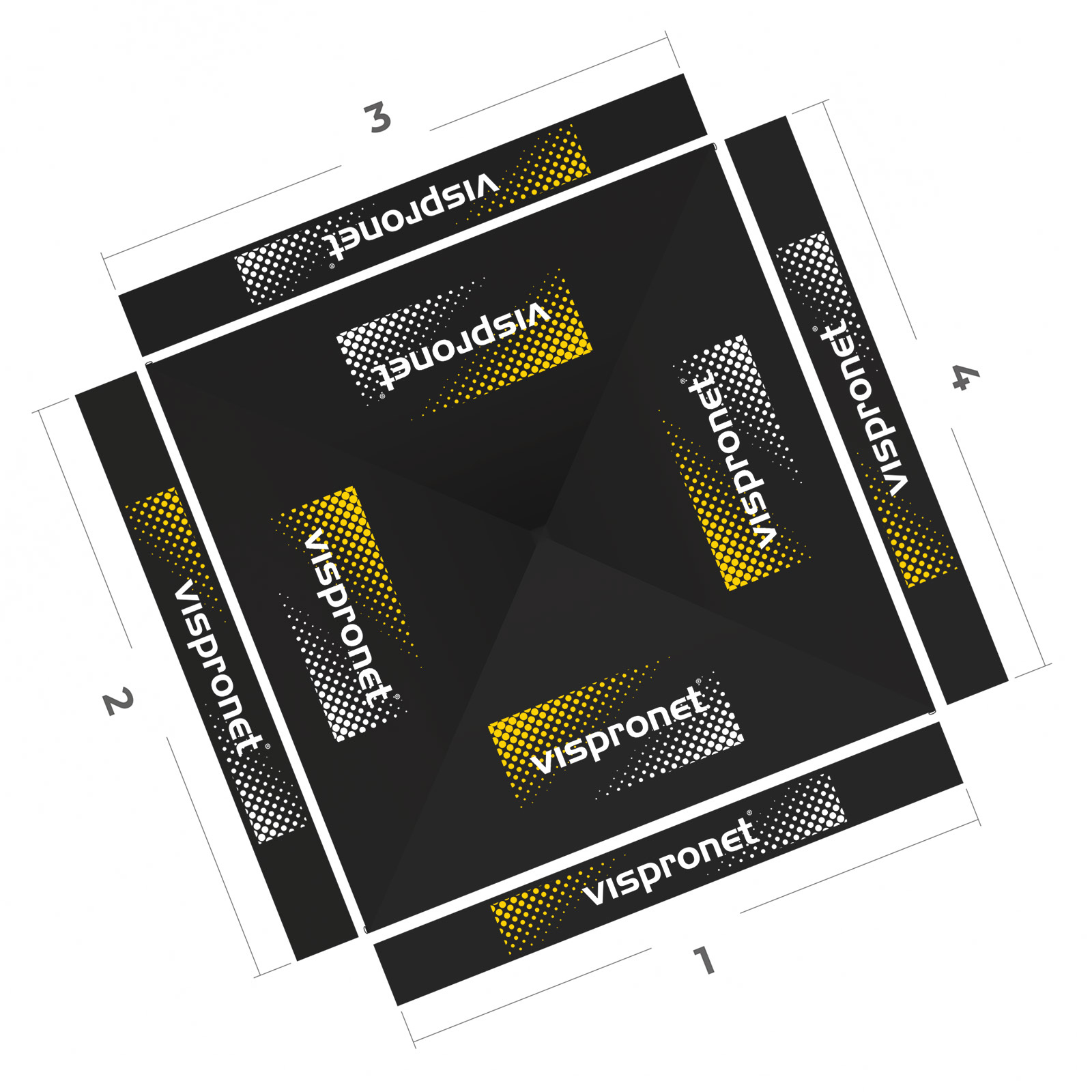 Faltpavillon 3 x 3 m, Ansicht von oben