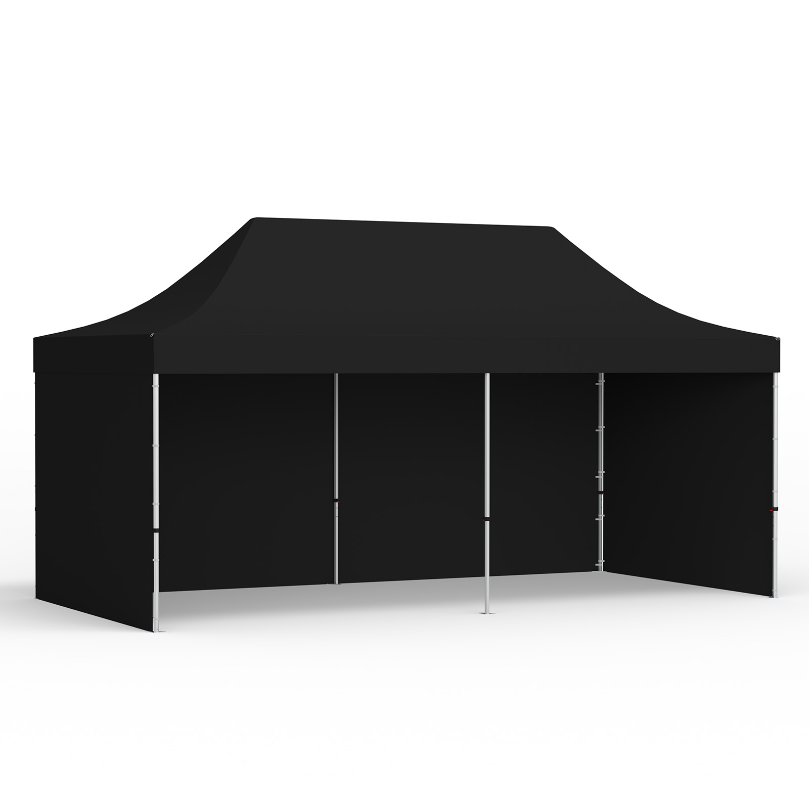 Faltzelt 3x6 m mit mit 3 Vollwänden, schwarz