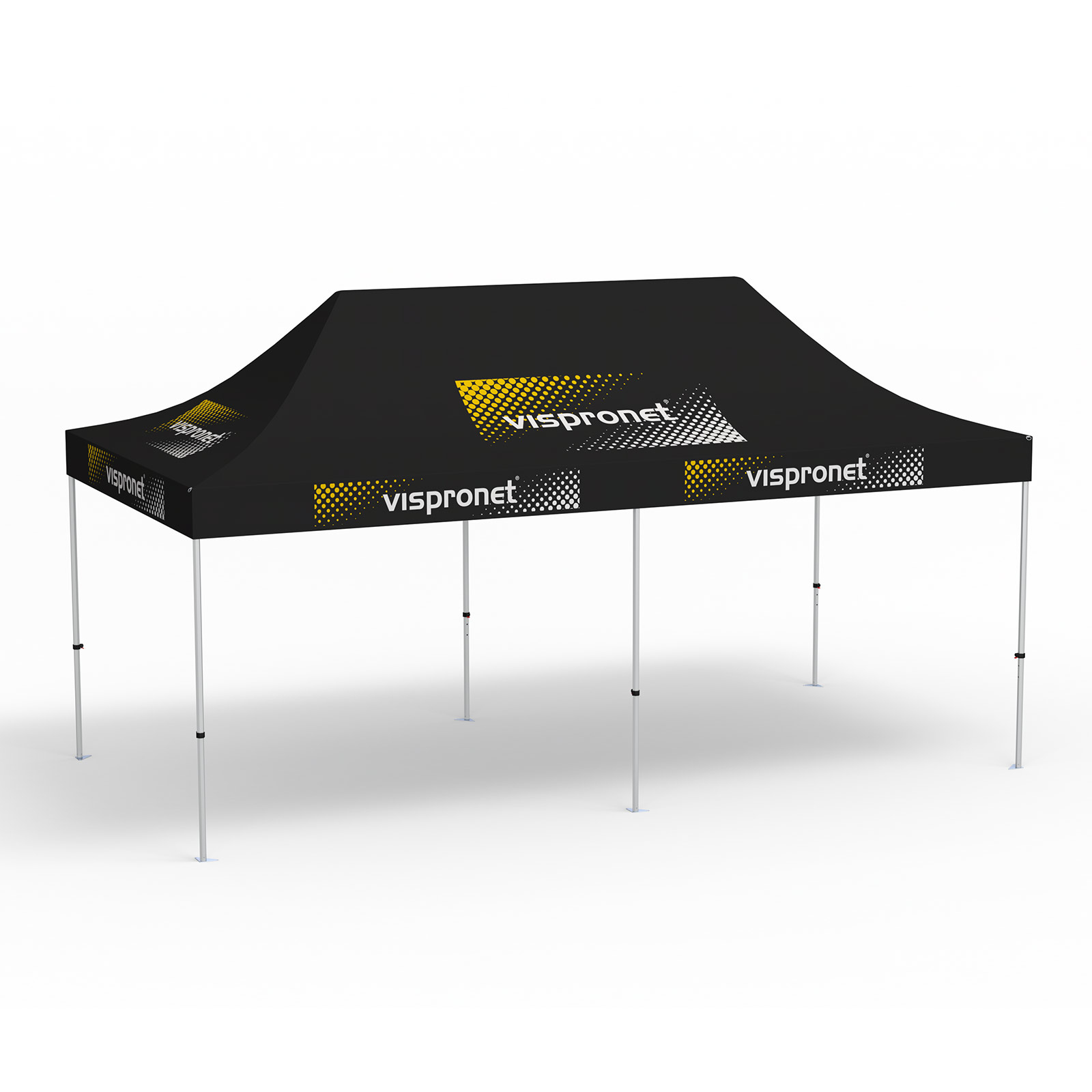 Faltpavillon Select, 3 x 6 m, schwarz, mit 10 Logodrucken