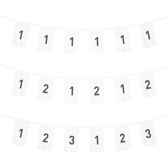 Fähnchenkette - Übersicht 1 Motiv, 2 Motive oder 3 Motive im Wechsel