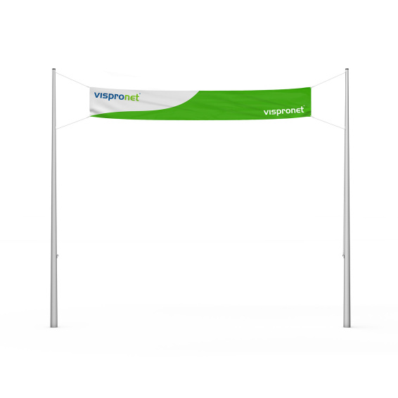 Banner zwischen 2 Transparentmasten, Mast-zu-Mast-Abstand bis zu 12 m