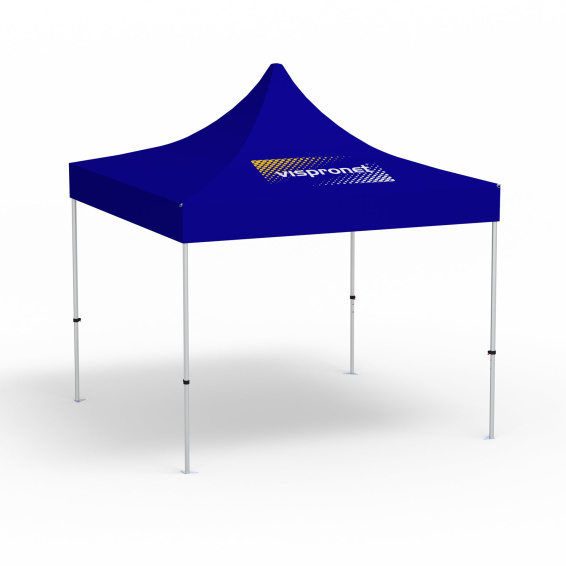 Faltpavillon Select, 3 x 3 m, blau, Dach mit 1 Logodruck (Seite 1)