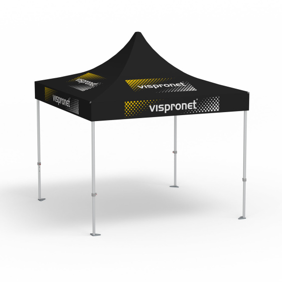 Faltpavillon Premium, 3 x 3 m, schwarz, mit 8 Logodrucken