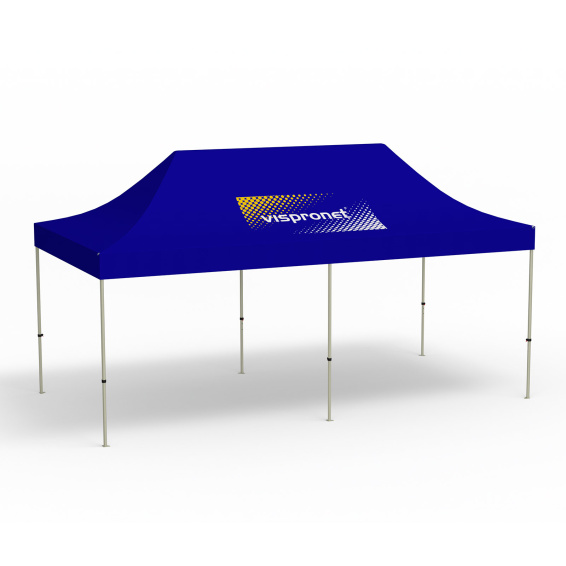 Faltpavillon Basic, 3 x 6 m, blau, Dach mit 1 Logodruck (Seite 1)