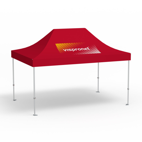 Faltpavillon Premium, 3 x 4,5 m, rot, Dach mit 1 Logodruck (Seite 1)