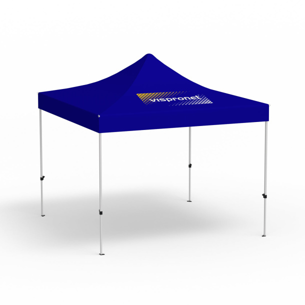 Faltpavillon Eco, 3 x 3 m, blau, Dach mit 1 Logodruck (Seite 1)
