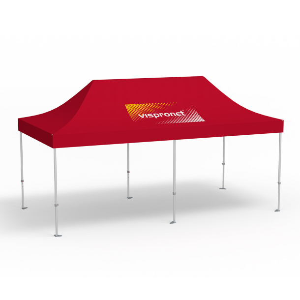 Faltpavillon Premium, 3 x 6 m, rot, Dach mit 1 Logodruck (Seite 1)