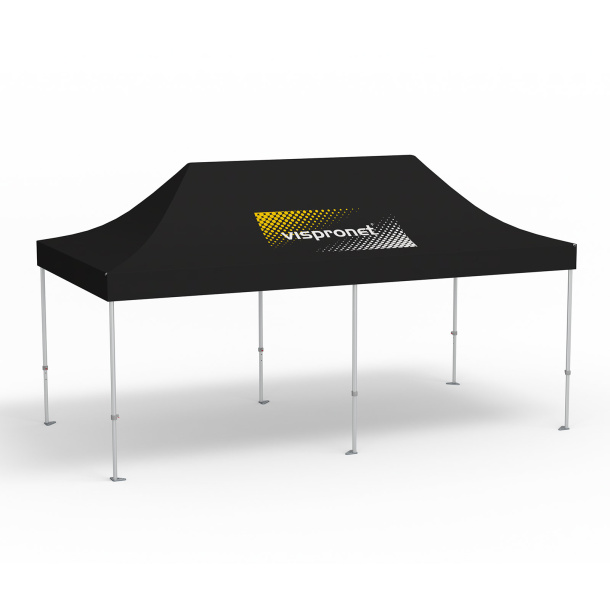 Faltpavillon Premium, 3 x 6 m, schwarz, Dach mit 1 Logodruck (Seite 1)