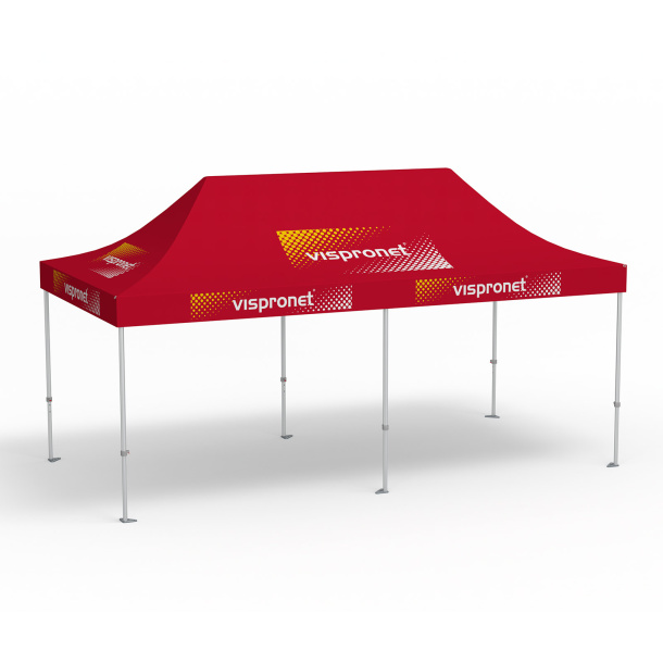 Faltpavillon Premium, 3 x 6 m, rot, mit 10 Logodrucken