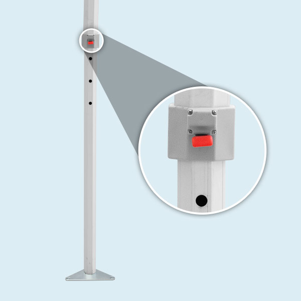 Durchgangshöhe 4-fach verstellbar, Arretierung mit Hebel (Federmechanismus)