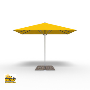 Großschirm Select F mit Kurbel & ohne Volant, quadratisch, Gestell silber