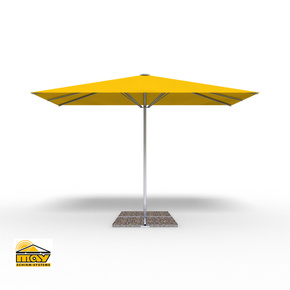 Großschirm Select F mit Kurbel & ohne Volant, rechteckig, Gestell silber