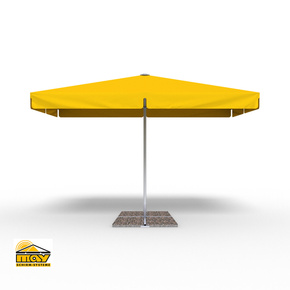 Großschirm Select F mit Kurbel & Volant, rechteckig, Gestell silber