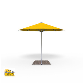 Großschirm Select F mit Kurbel & ohne Volant, rund, Gestell silber