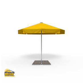 Großschirm Select F mit Kurbel & Volant, rund, Gestell silber