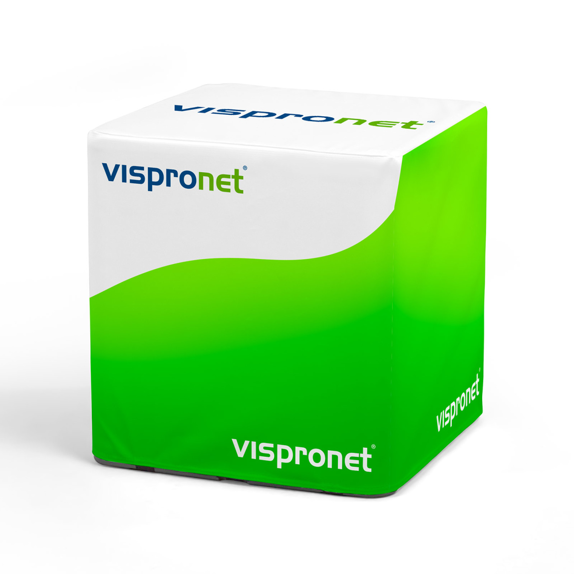 Flatcube - patentierter, faltbarer Sitzwürfel mit bedruckter Husse