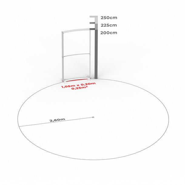 Technische Maße: Lightbox Flex Curved 100 cm