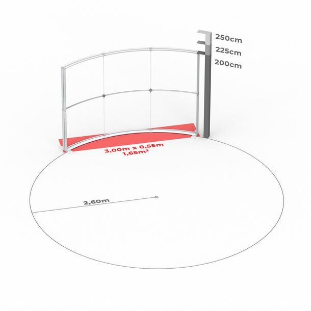 Technische Maße: Lightbox Flex Curved 300 cm