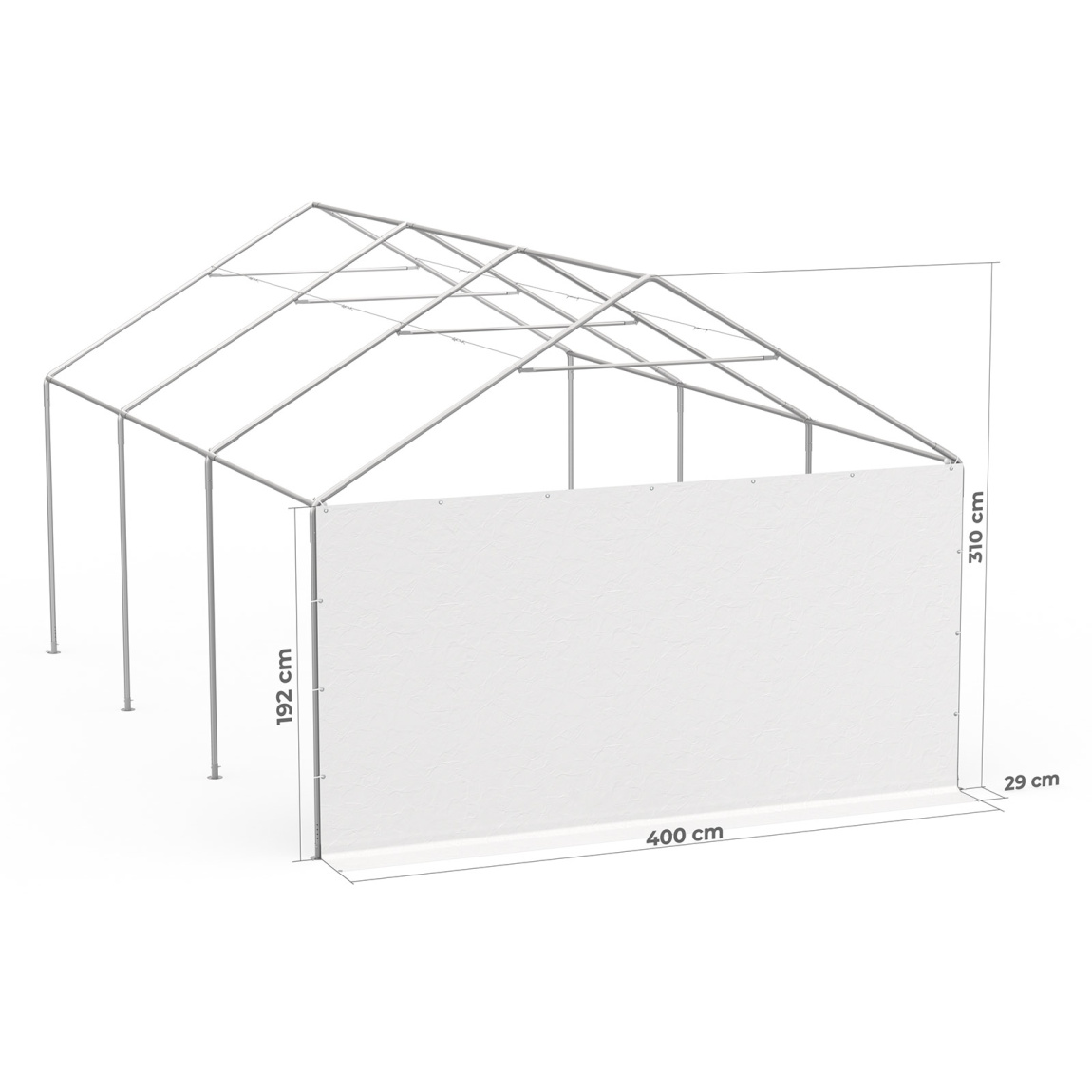 Giebelwand 4 m: Beispiel am Zeltgestell Partyzelt Select 4 x 6 m