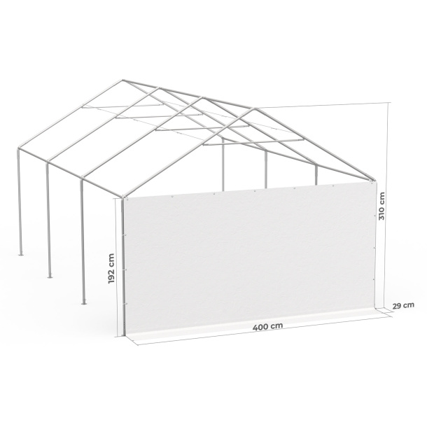 Giebelwand 4 m: Beispiel am Zeltgestell Partyzelt Select 4 x 6 m
