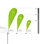 Größenvergleich Bowflag® Basic mit senkrechtem Bowflag®-Halter