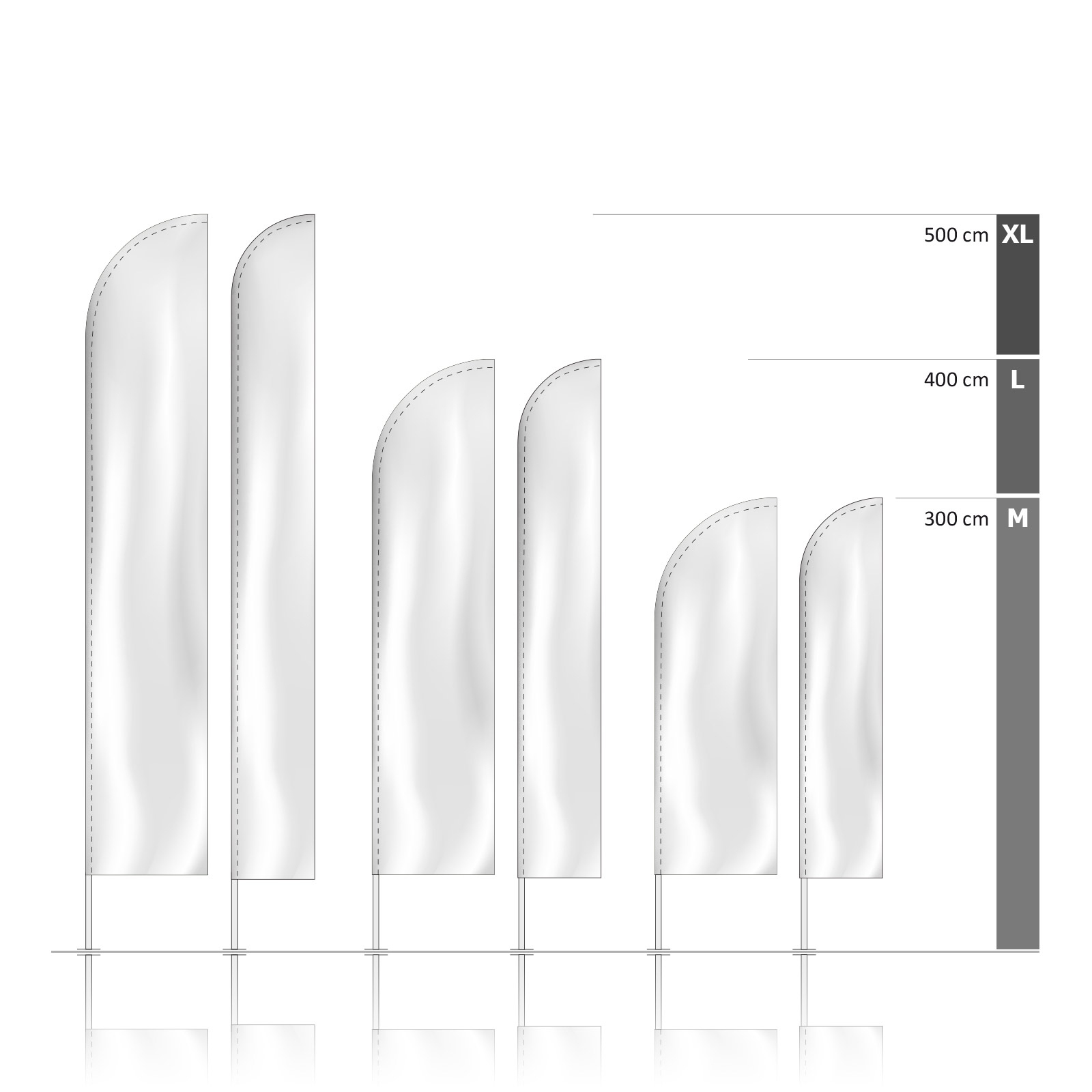Bowflag® Select Tube gerade Unterkante, Systemhöhen