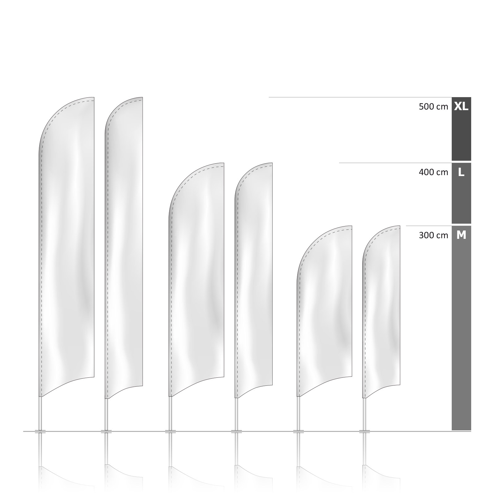Bowflag® Select Tube konkave Unterkante, Systemhöhen