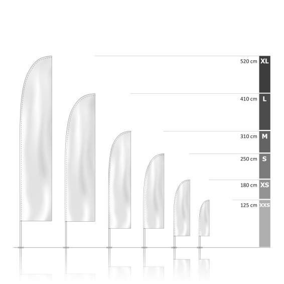 Bowflag® Basic gerade Unterkante, Systemhöhen - bedruckter Hohlsaum