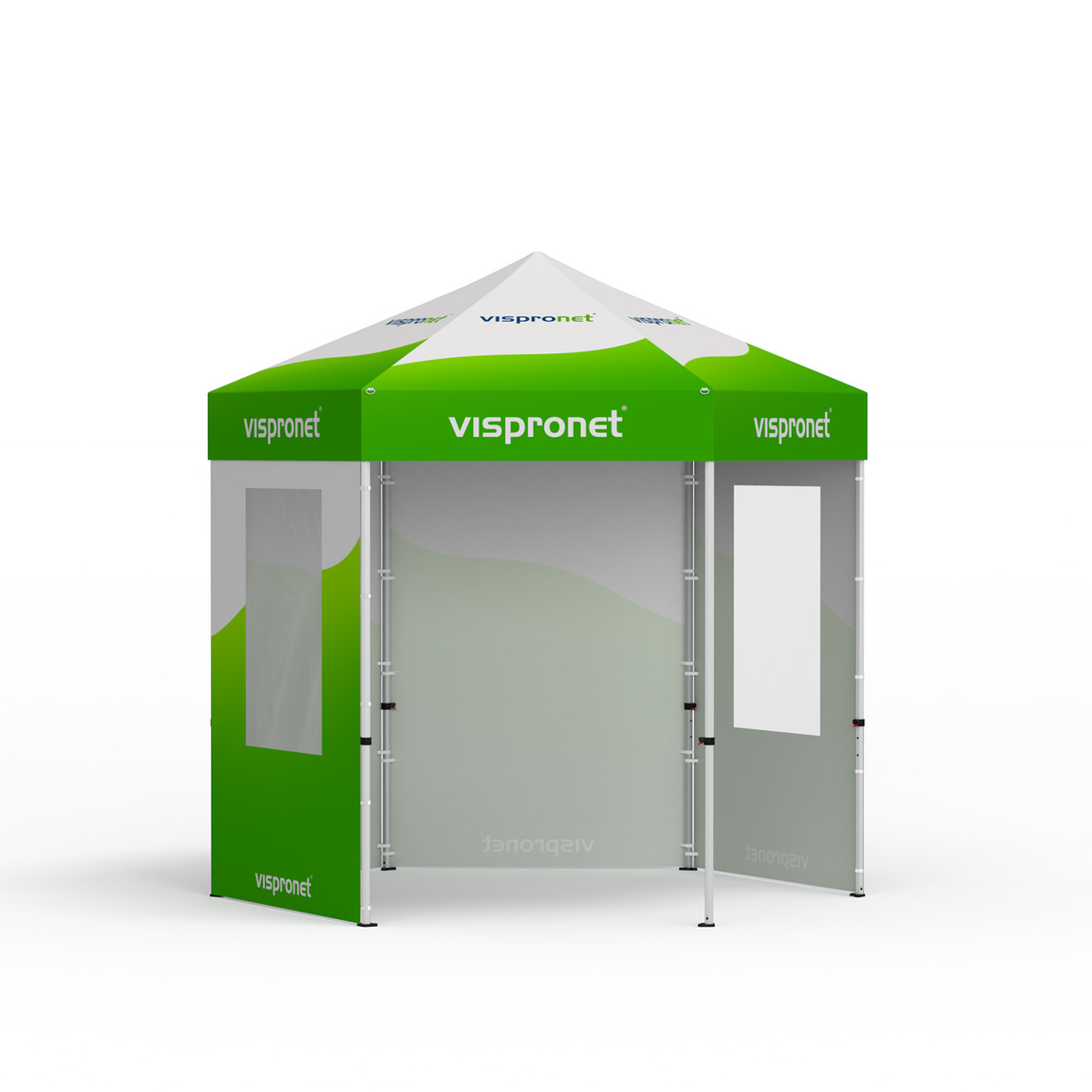 Faltzelt Select Hexagon 3 m, 4 Vollwände, mit Druck