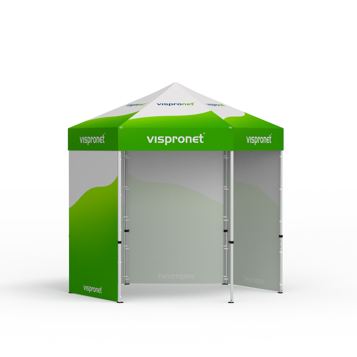 Faltzelt Select Hexagon 3 m, 4 Vollwände, mit Druck